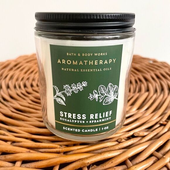 NEW Bath Body Works AROMATHERAPY STRESS RELIEF Single wick candle NWT Eucalyptus - Picture 6 of 6